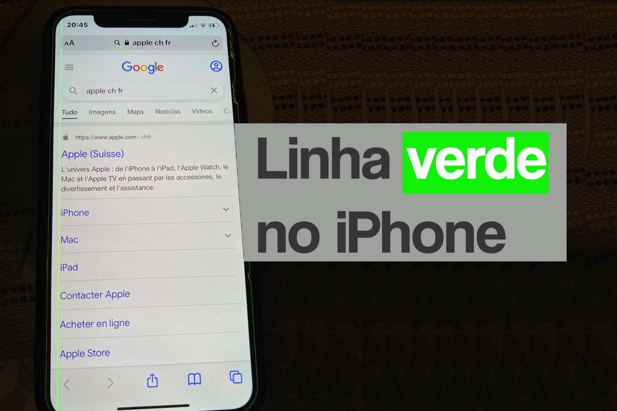 Linha verde na tela do iPhone